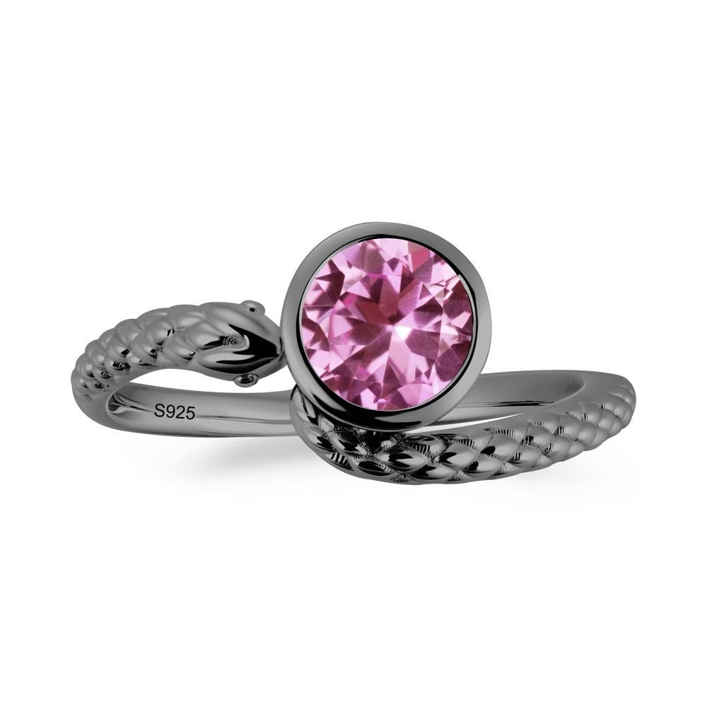 Textured Pink Sapphire Snake Ring - LUO Jewelry #metal_black finish sterling silver