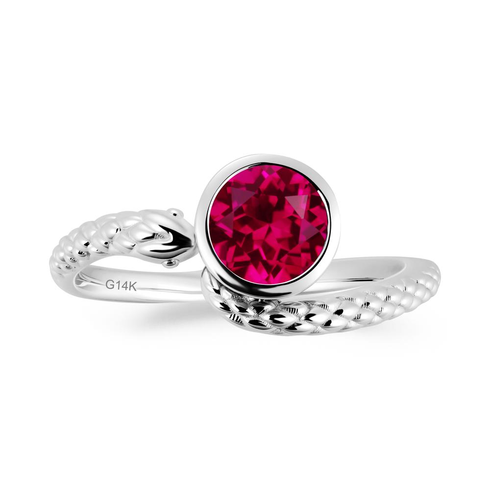 Textured Ruby Snake Ring - LUO Jewelry #metal_14k white gold