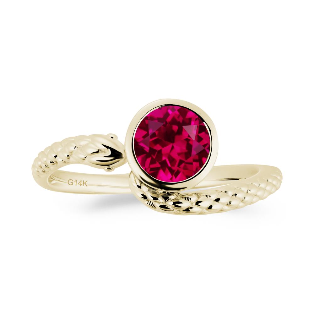 Textured Ruby Snake Ring - LUO Jewelry #metal_14k yellow gold