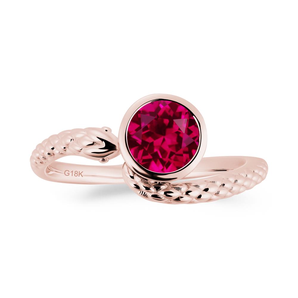 Textured Ruby Snake Ring - LUO Jewelry #metal_18k rose gold