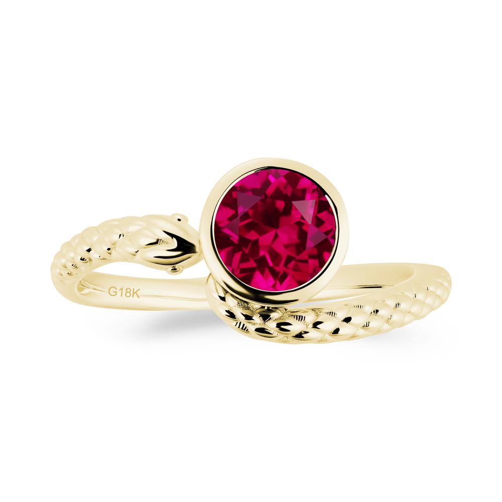 Textured Ruby Snake Ring - LUO Jewelry #metal_18k yellow gold