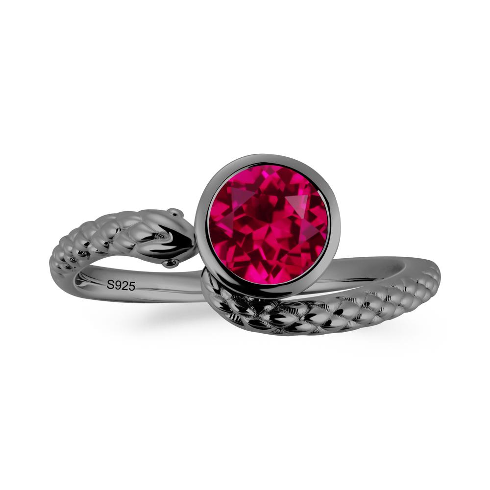 Textured Ruby Snake Ring - LUO Jewelry #metal_black finish sterling silver