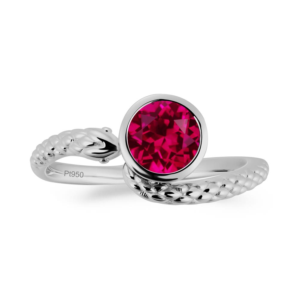 Textured Ruby Snake Ring - LUO Jewelry #metal_platinum