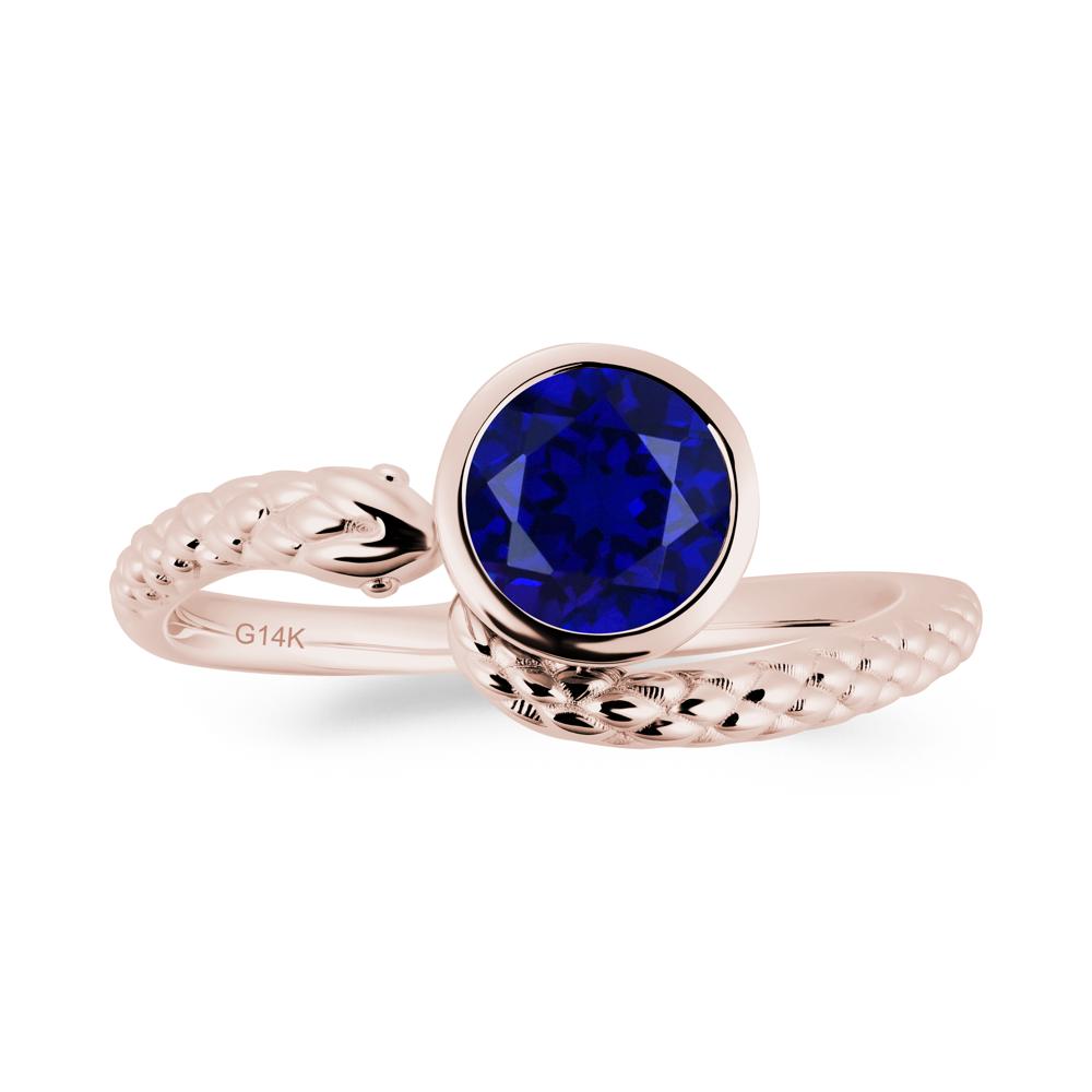 Textured Sapphire Snake Ring - LUO Jewelry #metal_14k rose gold