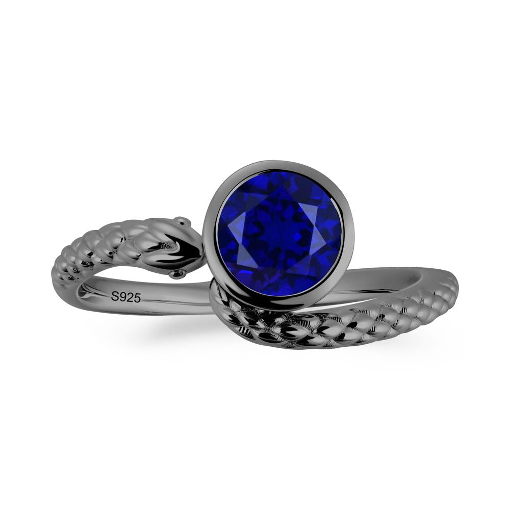 Textured Sapphire Snake Ring - LUO Jewelry #metal_black finish sterling silver