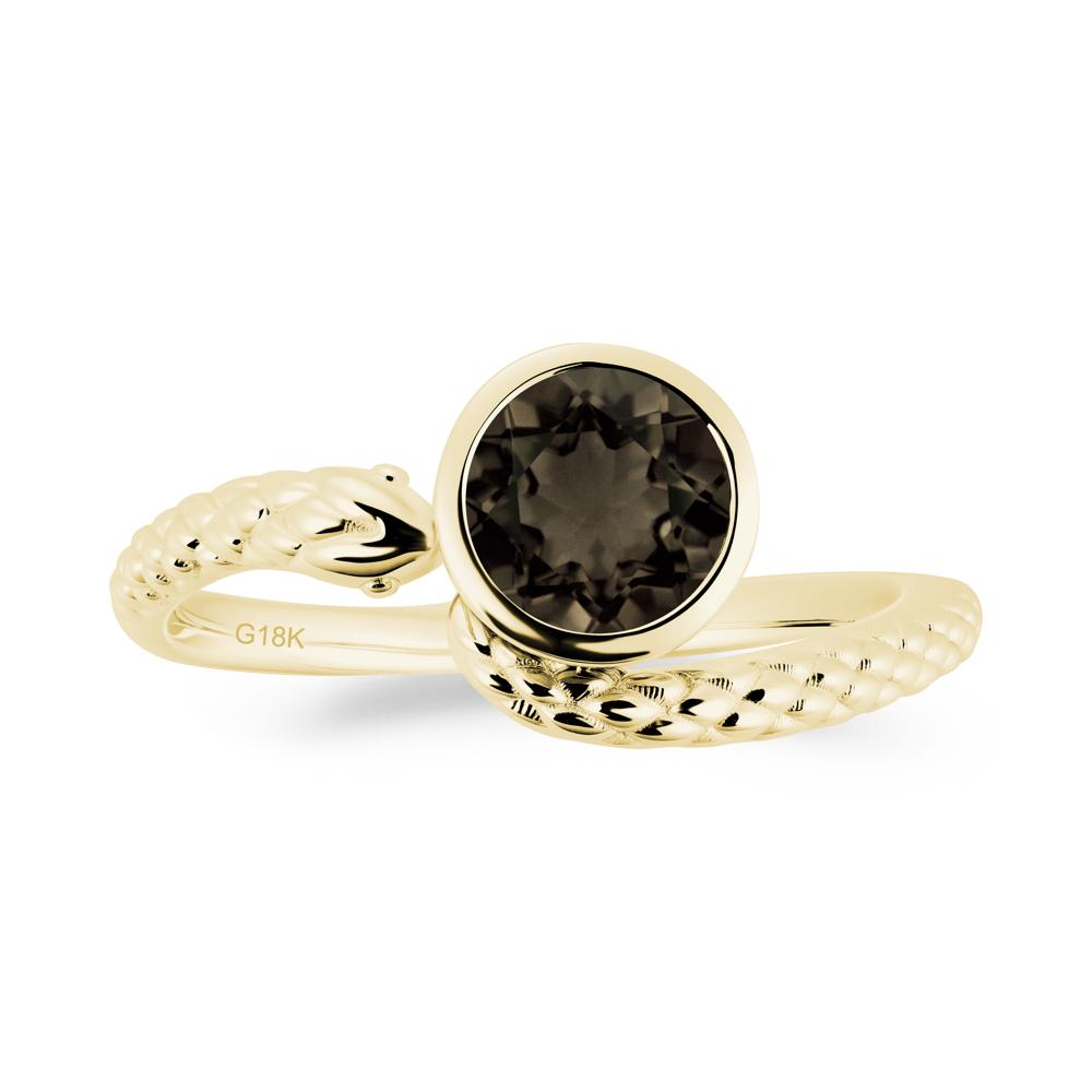 Snake Wrap Smoky Quartz Ring - LUO Jewelry #metal_18k yellow gold