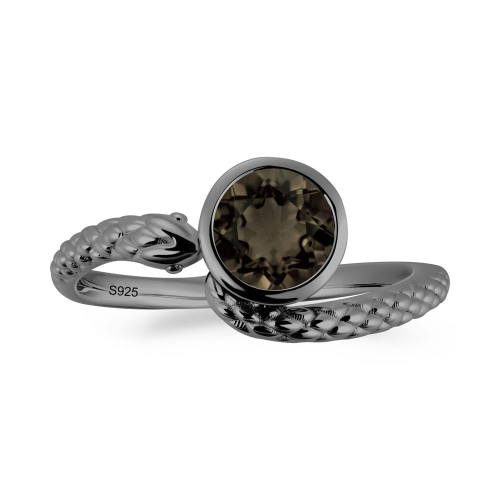 Snake Wrap Smoky Quartz Ring - LUO Jewelry #metal_black finish sterling silver