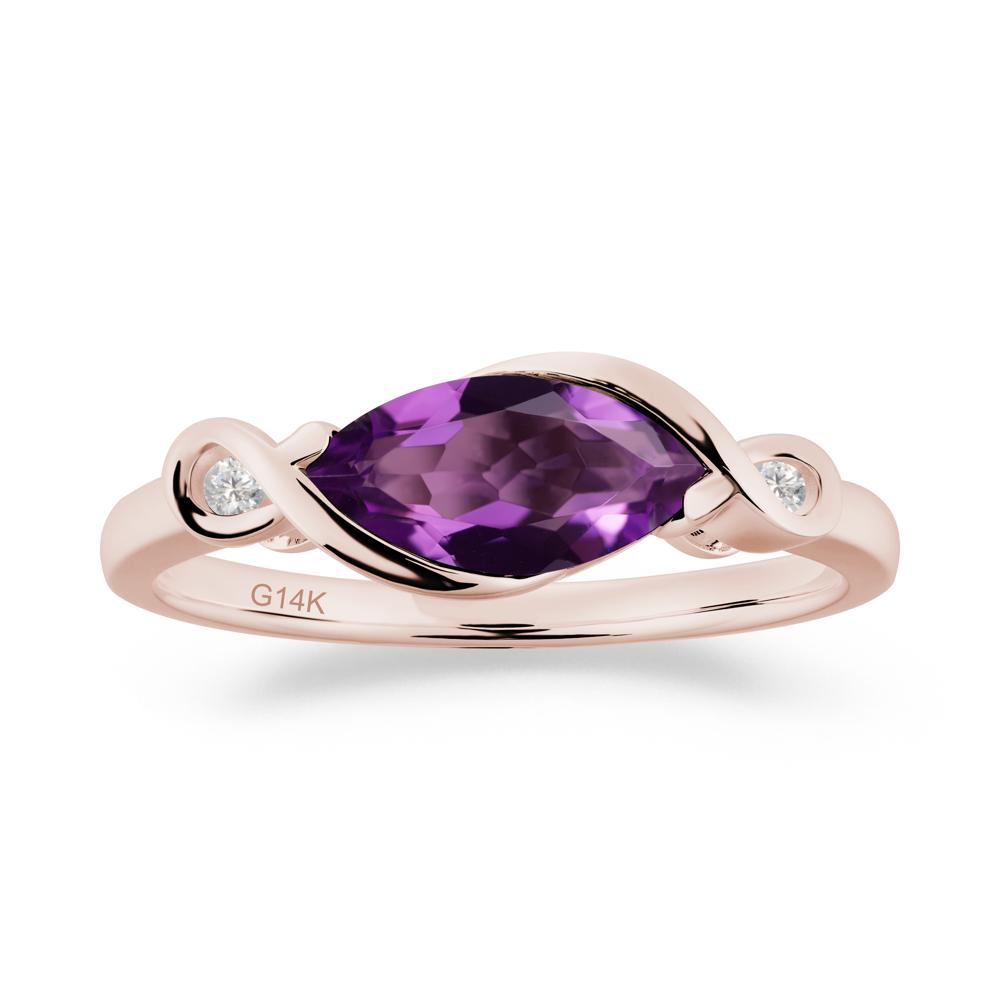 Teardrop Amethyst Pave Bow Ring - LUO Jewelry #metal_14k rose gold