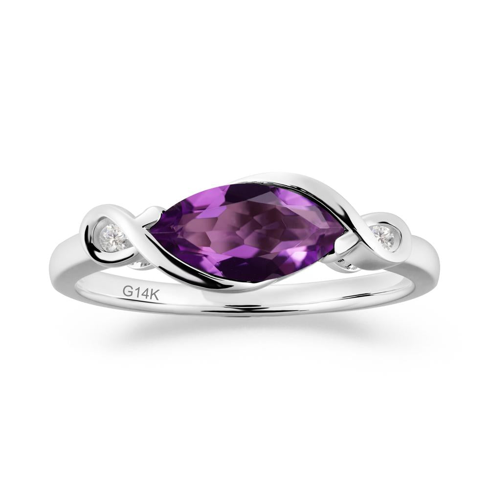 Teardrop Amethyst Pave Bow Ring - LUO Jewelry #metal_14k white gold