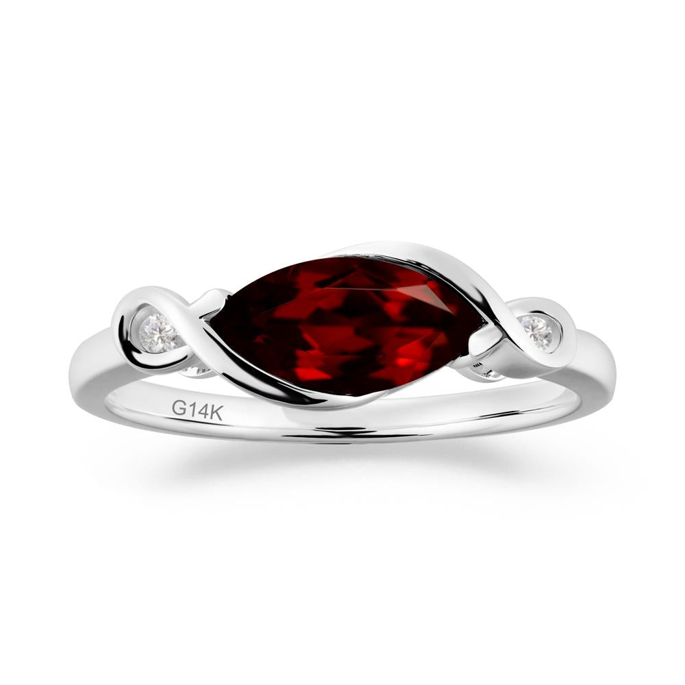 Teardrop Garnet Pave Bow Ring - LUO Jewelry #metal_14k white gold