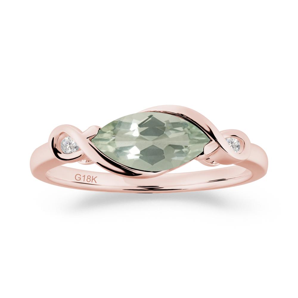 Teardrop Green Amethyst Pave Bow Ring - LUO Jewelry #metal_18k rose gold