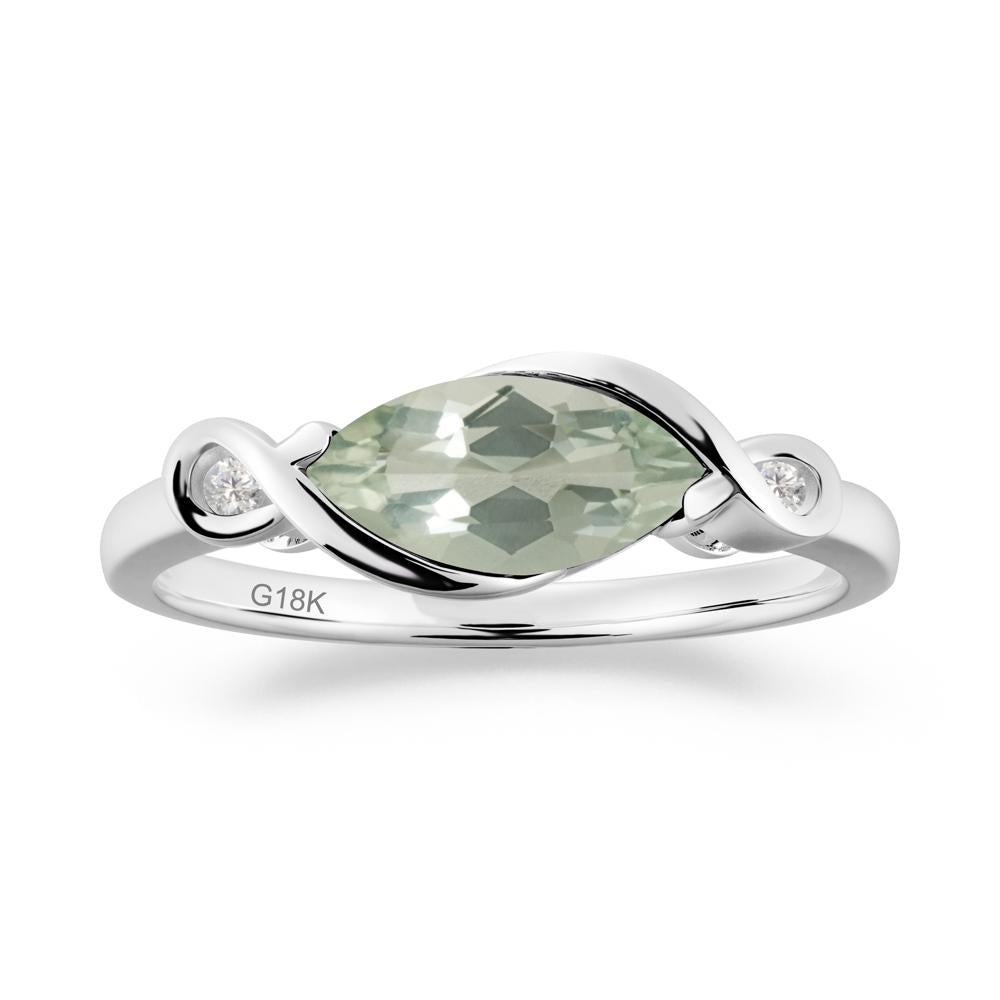 Teardrop Green Amethyst Pave Bow Ring - LUO Jewelry #metal_18k white gold
