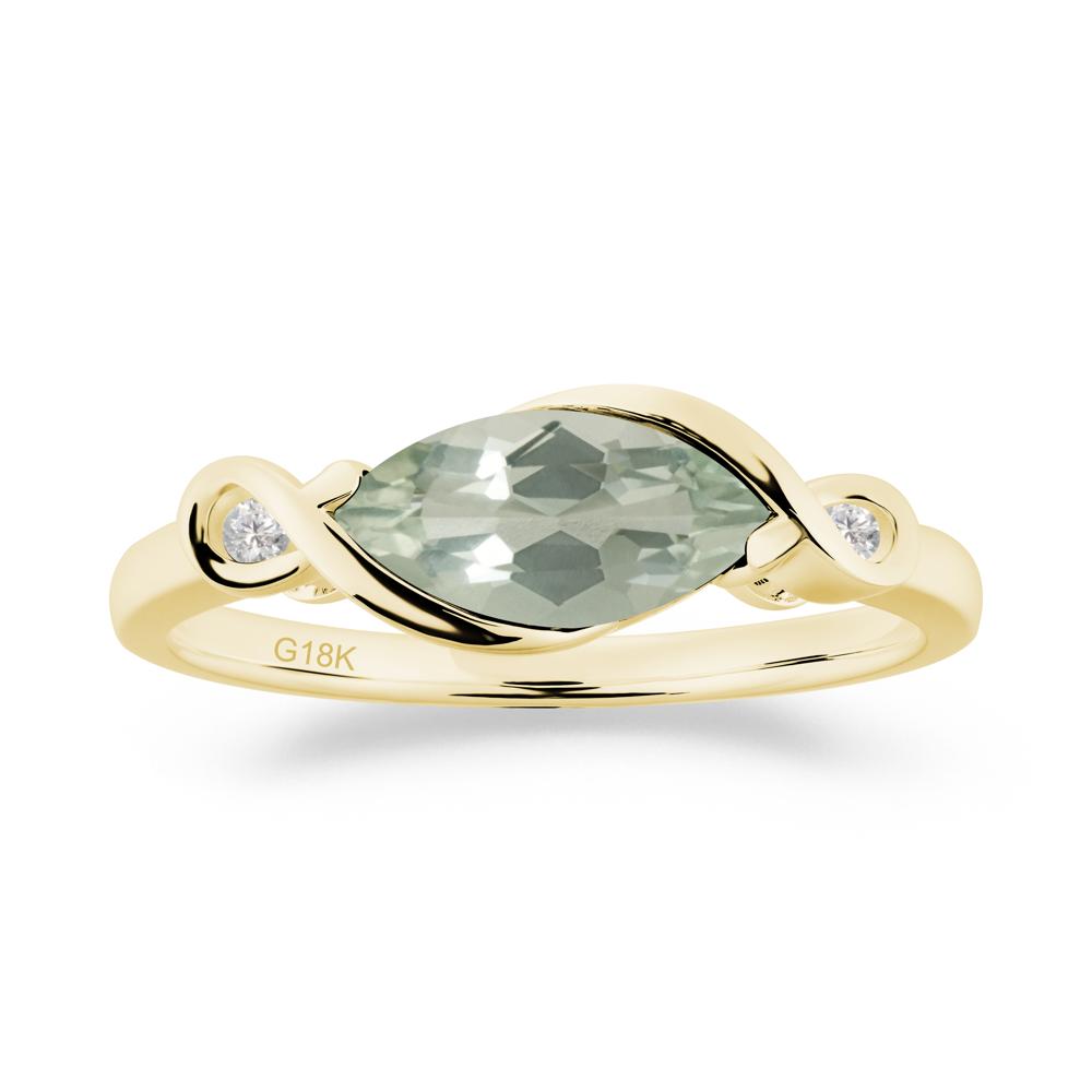 Teardrop Green Amethyst Pave Bow Ring - LUO Jewelry #metal_18k yellow gold