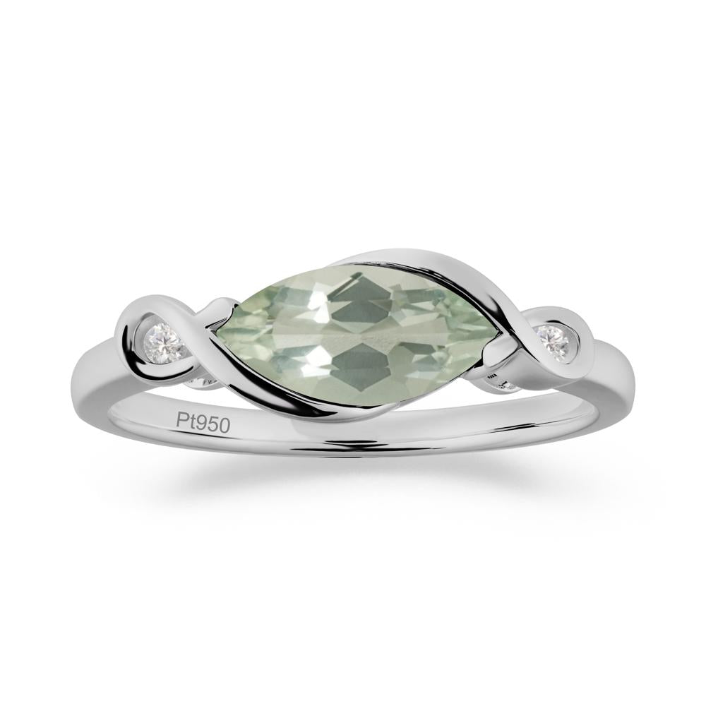 Teardrop Green Amethyst Pave Bow Ring - LUO Jewelry #metal_platinum