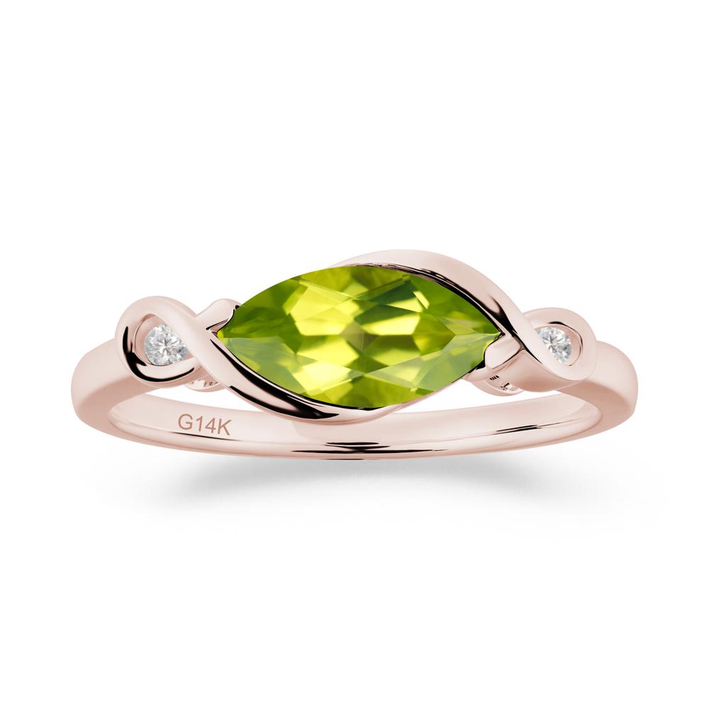 Teardrop Peridot Pave Bow Ring - LUO Jewelry #metal_14k rose gold