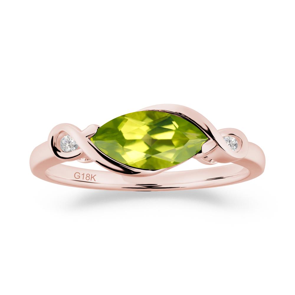 Teardrop Peridot Pave Bow Ring - LUO Jewelry #metal_18k rose gold