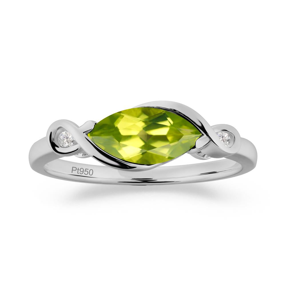 Teardrop Peridot Pave Bow Ring - LUO Jewelry #metal_platinum