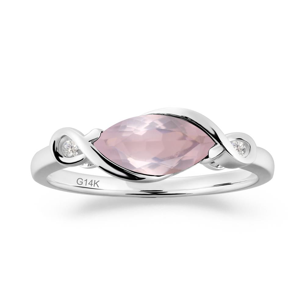 Teardrop Rose Quartz Infinity Knot Ring - LUO Jewelry #metal_14k white gold