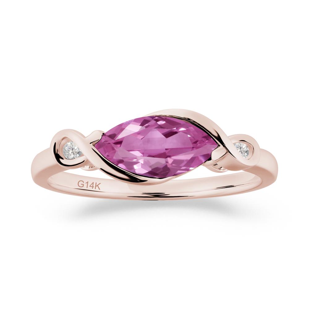 Teardrop Pink Sapphire Pave Bow Ring - LUO Jewelry #metal_14k rose gold