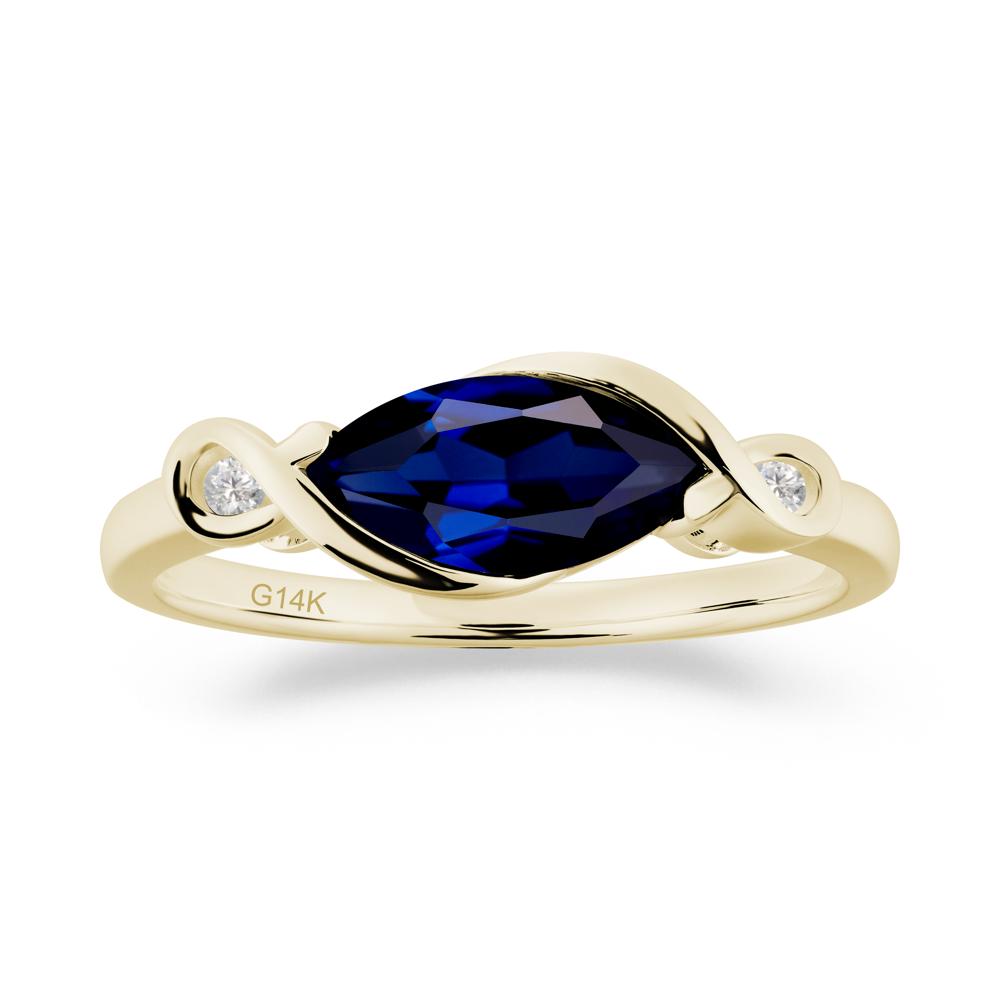 Teardrop Sapphire Pave Bow Ring - LUO Jewelry #metal_14k yellow gold