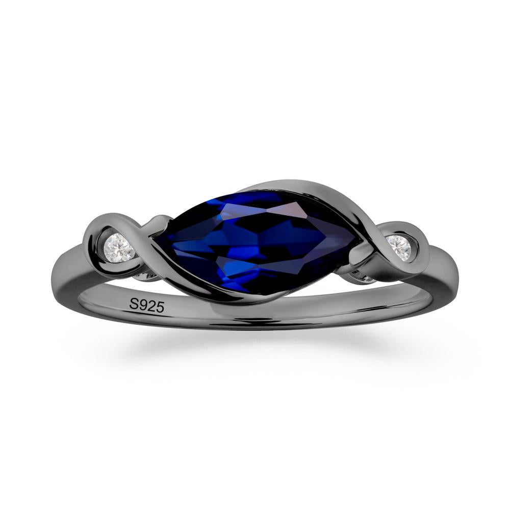 Teardrop Sapphire Pave Bow Ring - LUO Jewelry #metal_black finish sterling silver