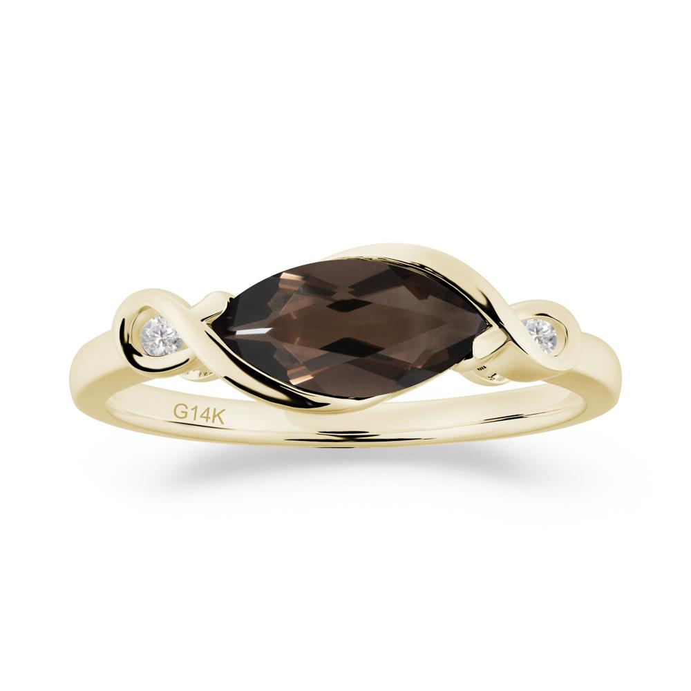 Teardrop Smoky Quartz Pave Bow Ring - LUO Jewelry #metal_14k yellow gold