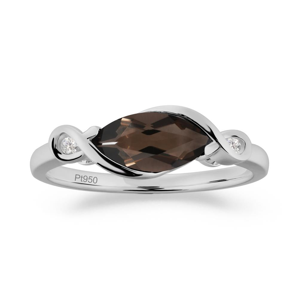 Teardrop Smoky Quartz Pave Bow Ring - LUO Jewelry #metal_platinum
