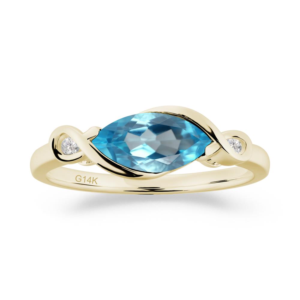 Teardrop Swiss Blue Topaz Pave Bow Ring - LUO Jewelry #metal_14k yellow gold