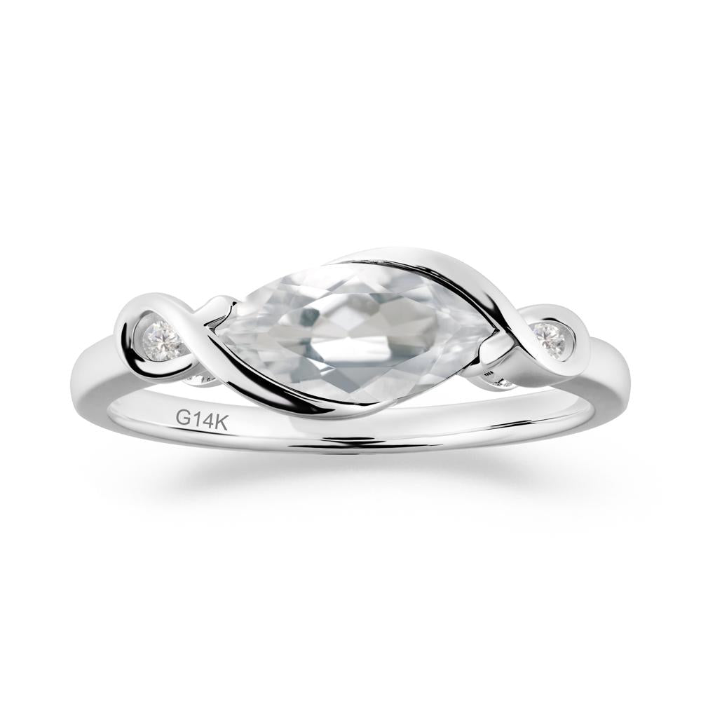 Teardrop White Topaz Infinity Knot Ring - LUO Jewelry #metal_14k white gold