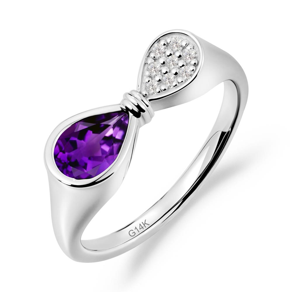 Teardrop Amethyst Infinity Knot Ring - LUO Jewelry #metal_14k white gold