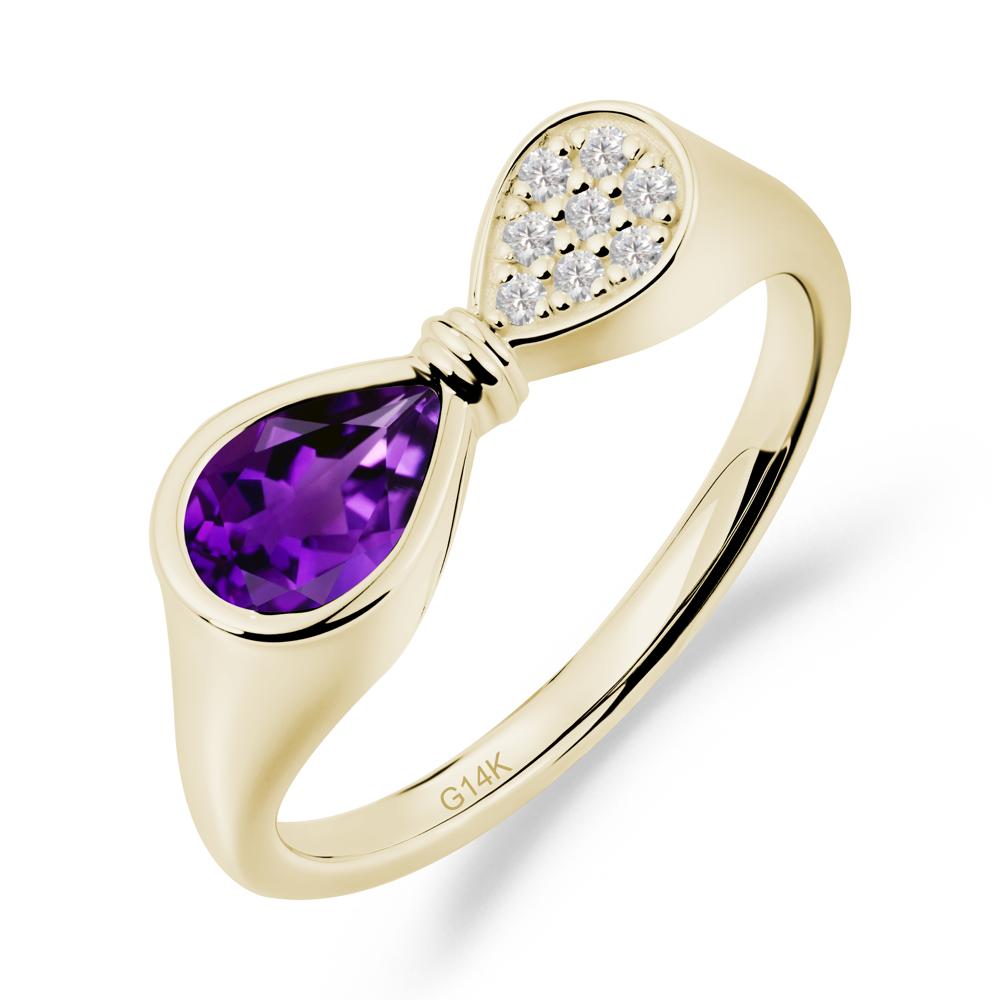 Teardrop Amethyst Infinity Knot Ring - LUO Jewelry #metal_14k yellow gold