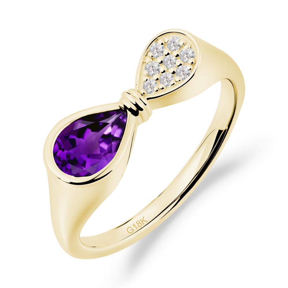 Teardrop Amethyst Infinity Knot Ring - LUO Jewelry #metal_18k yellow gold
