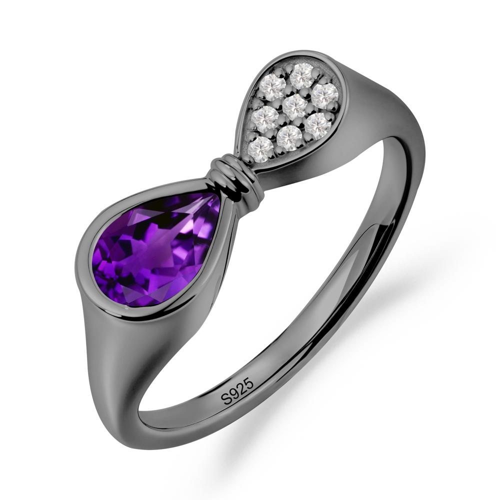Teardrop Amethyst Infinity Knot Ring - LUO Jewelry #metal_black finish sterling silver
