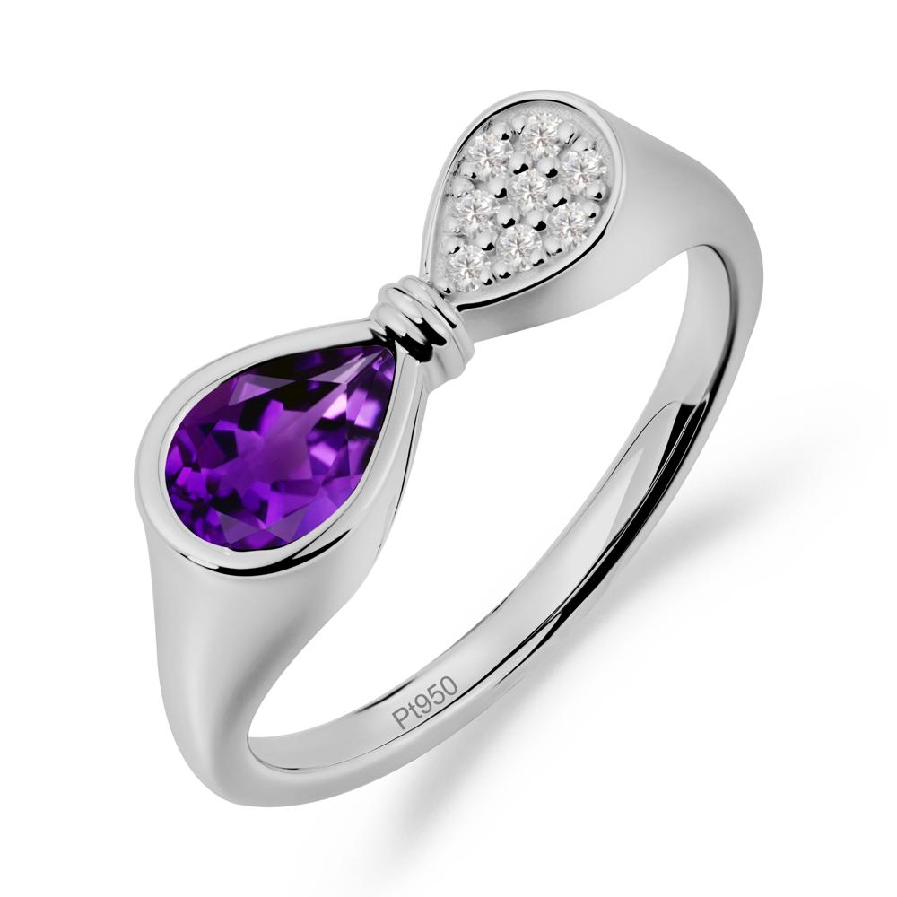 Teardrop Amethyst Infinity Knot Ring - LUO Jewelry #metal_platinum