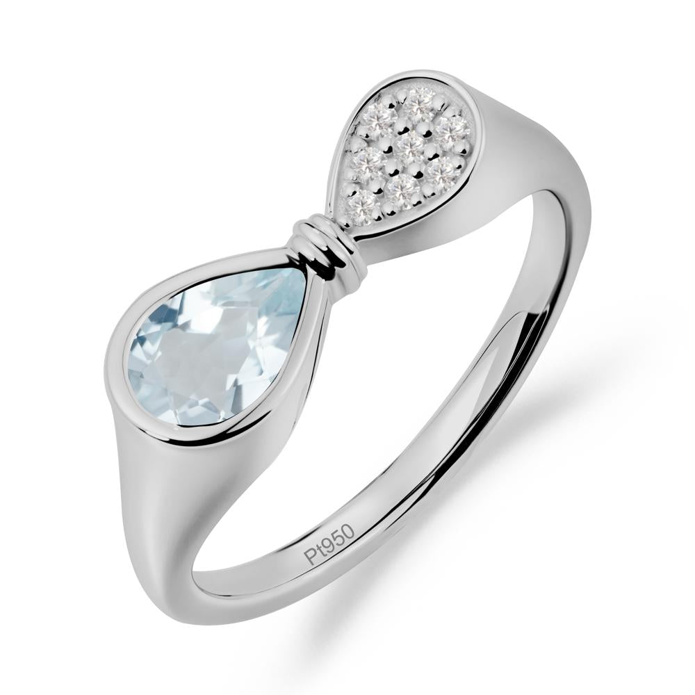 Teardrop Aquamarine Pave Bow Ring - LUO Jewelry #metal_platinum