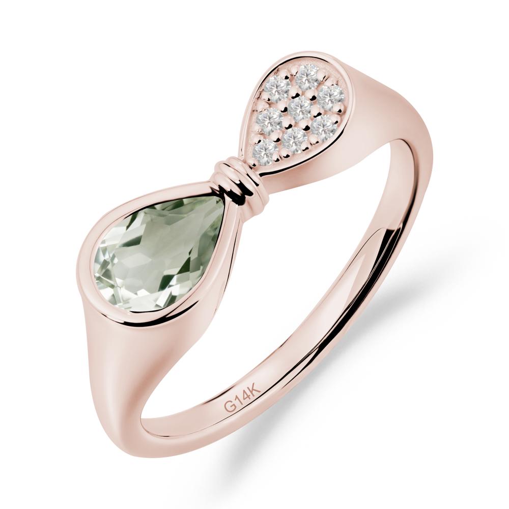 Teardrop Green Amethyst Infinity Knot Ring - LUO Jewelry #metal_14k rose gold