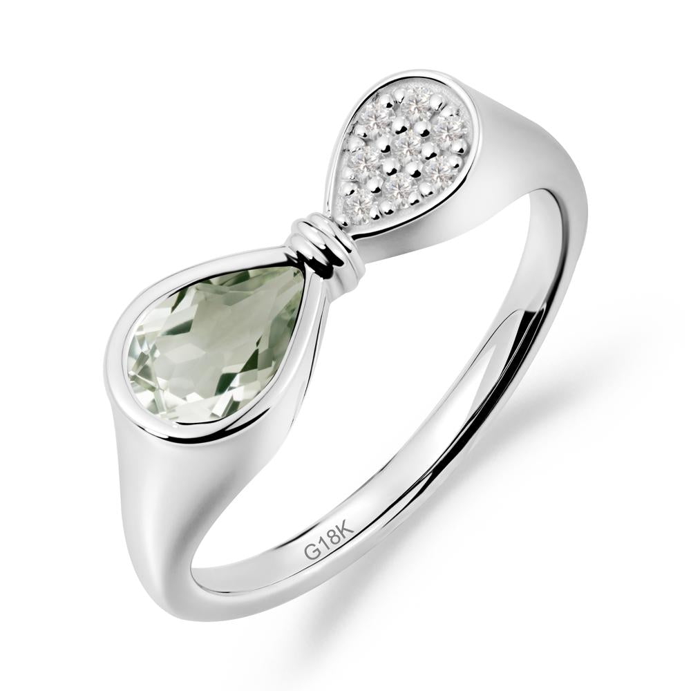 Teardrop Green Amethyst Infinity Knot Ring - LUO Jewelry #metal_18k white gold