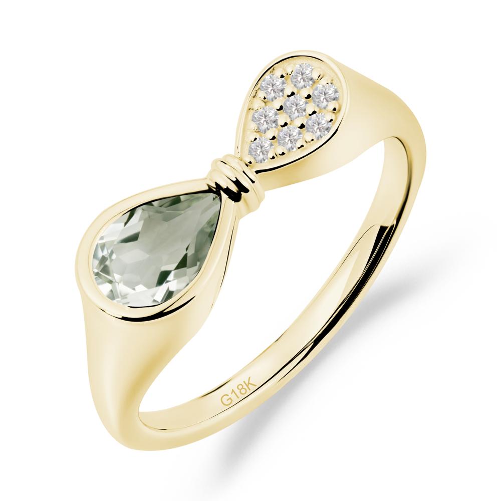 Teardrop Green Amethyst Infinity Knot Ring - LUO Jewelry #metal_18k yellow gold