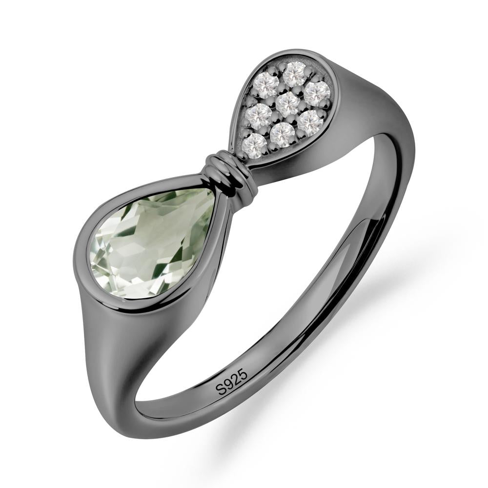 Teardrop Green Amethyst Infinity Knot Ring - LUO Jewelry #metal_black finish sterling silver