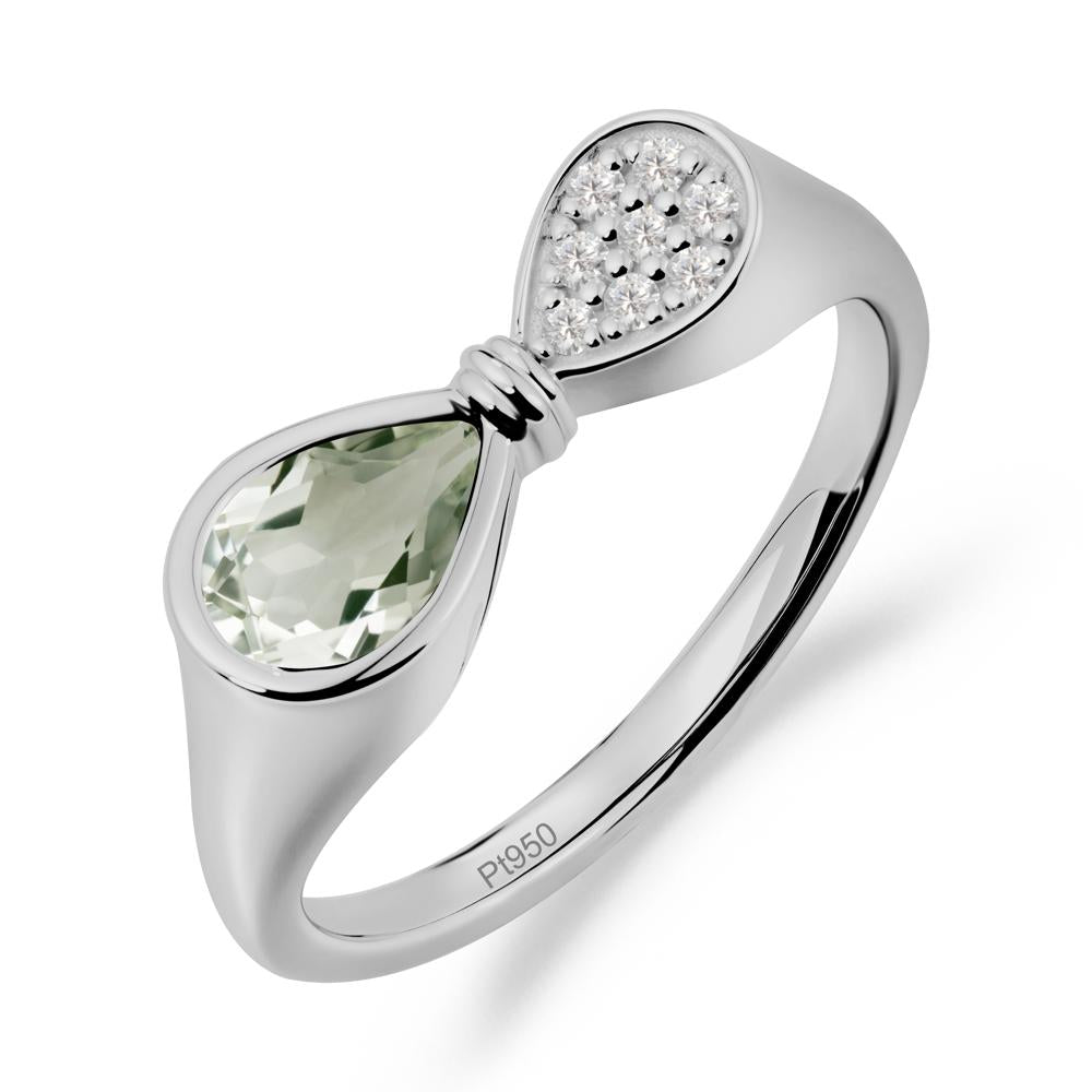 Teardrop Green Amethyst Infinity Knot Ring - LUO Jewelry #metal_platinum