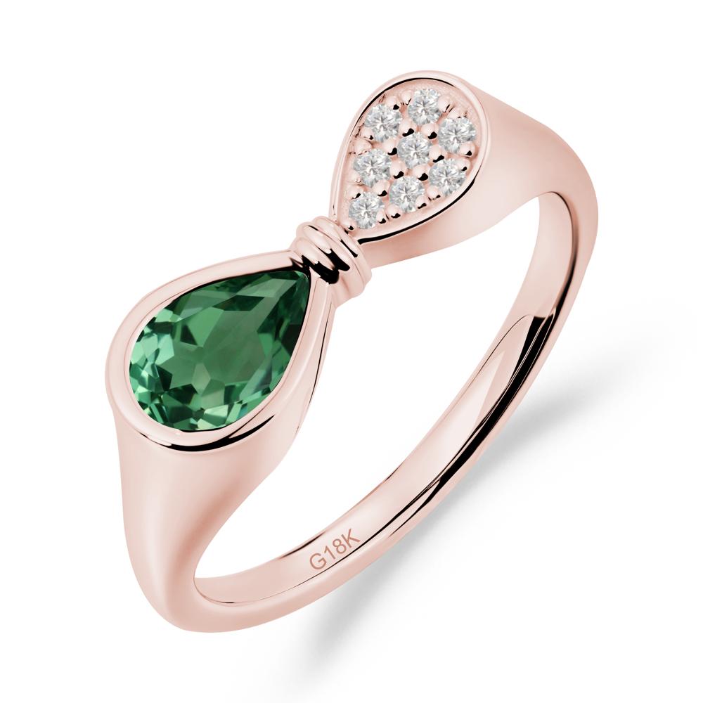 Teardrop Green Sapphire Pave Bow Ring - LUO Jewelry #metal_18k rose gold