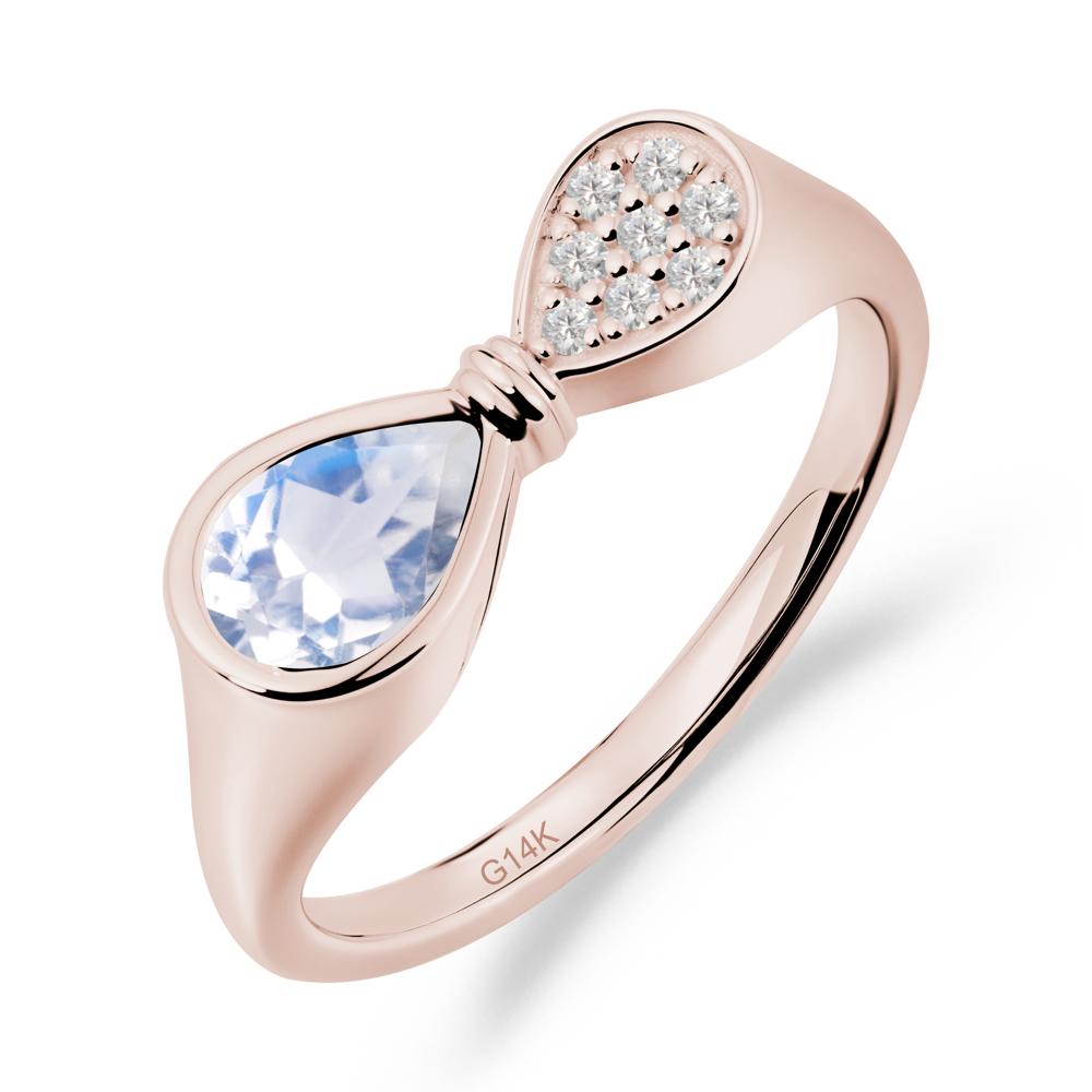Vintage Pear Cut Moonstone Bow Ring - LUO Jewelry #metal_14k rose gold