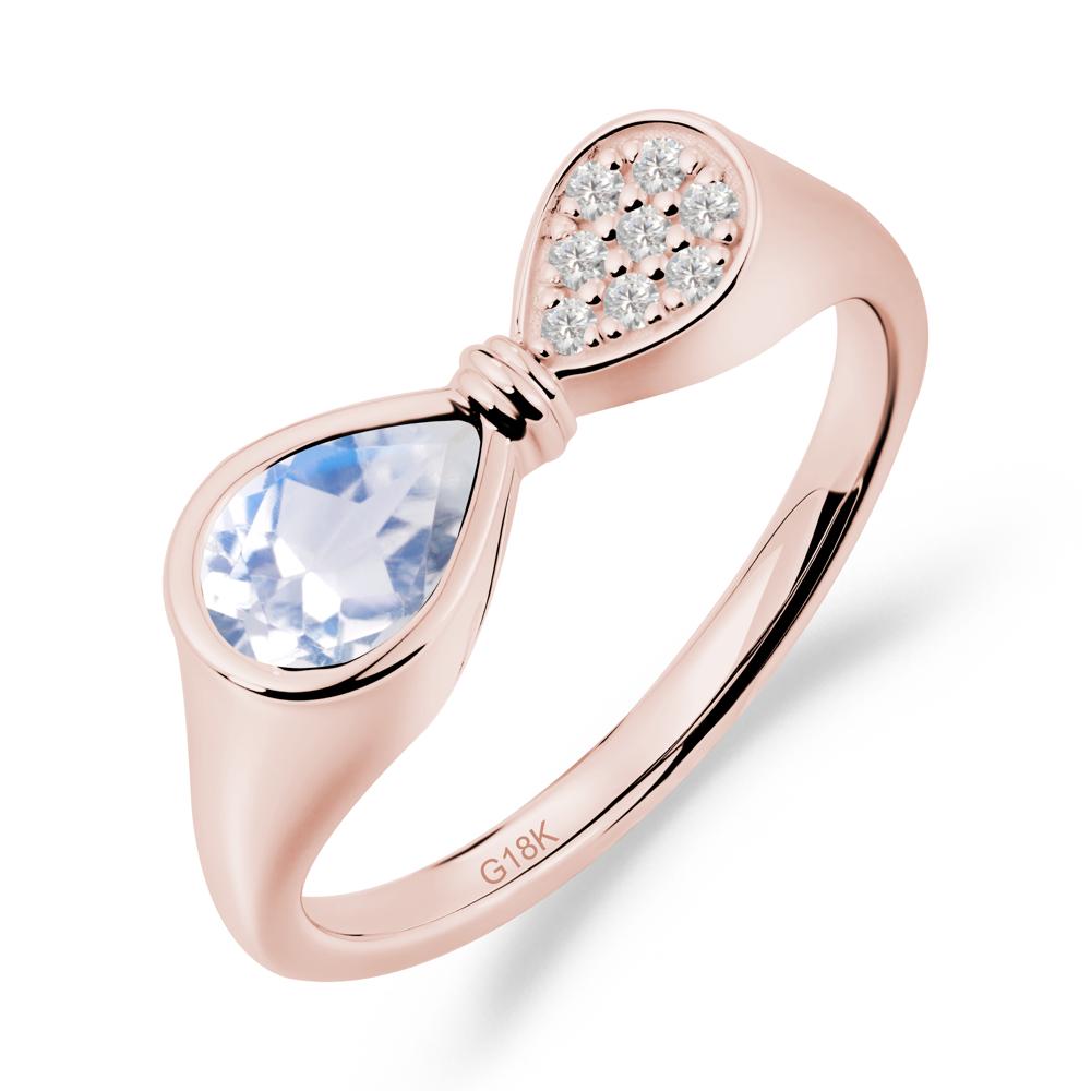 Vintage Pear Cut Moonstone Bow Ring - LUO Jewelry #metal_18k rose gold