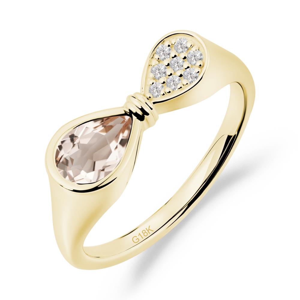 Vintage Pear Cut Morganite Bow Ring - LUO Jewelry #metal_18k yellow gold