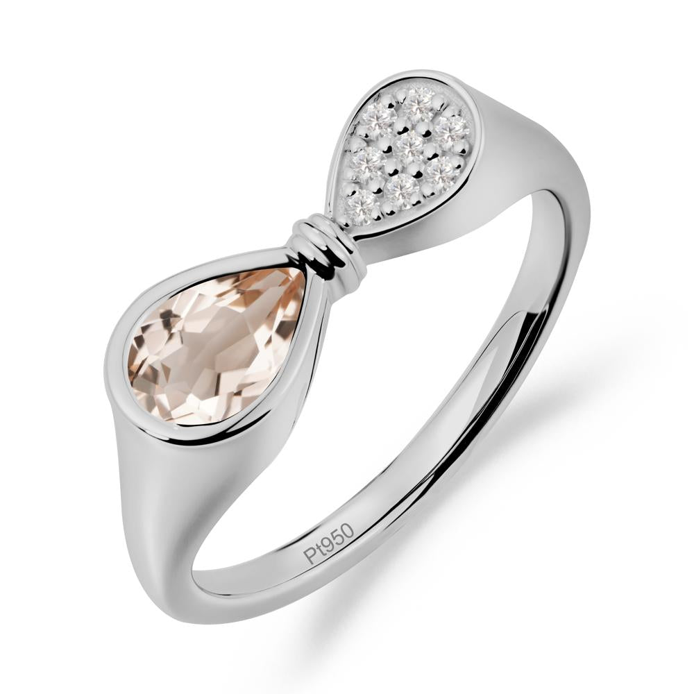 Vintage Pear Cut Morganite Bow Ring - LUO Jewelry #metal_platinum