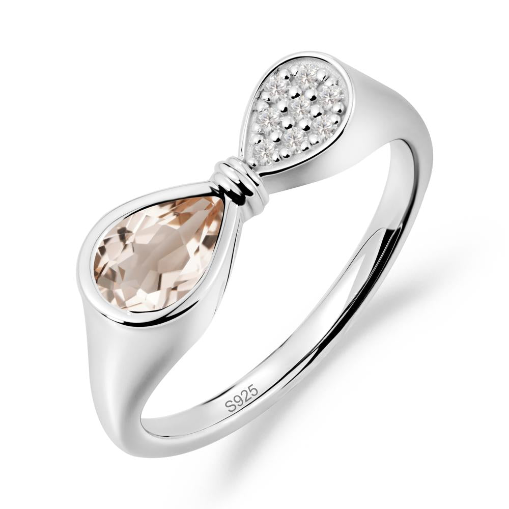 Vintage Pear Cut Morganite Bow Ring - LUO Jewelry #metal_sterling silver