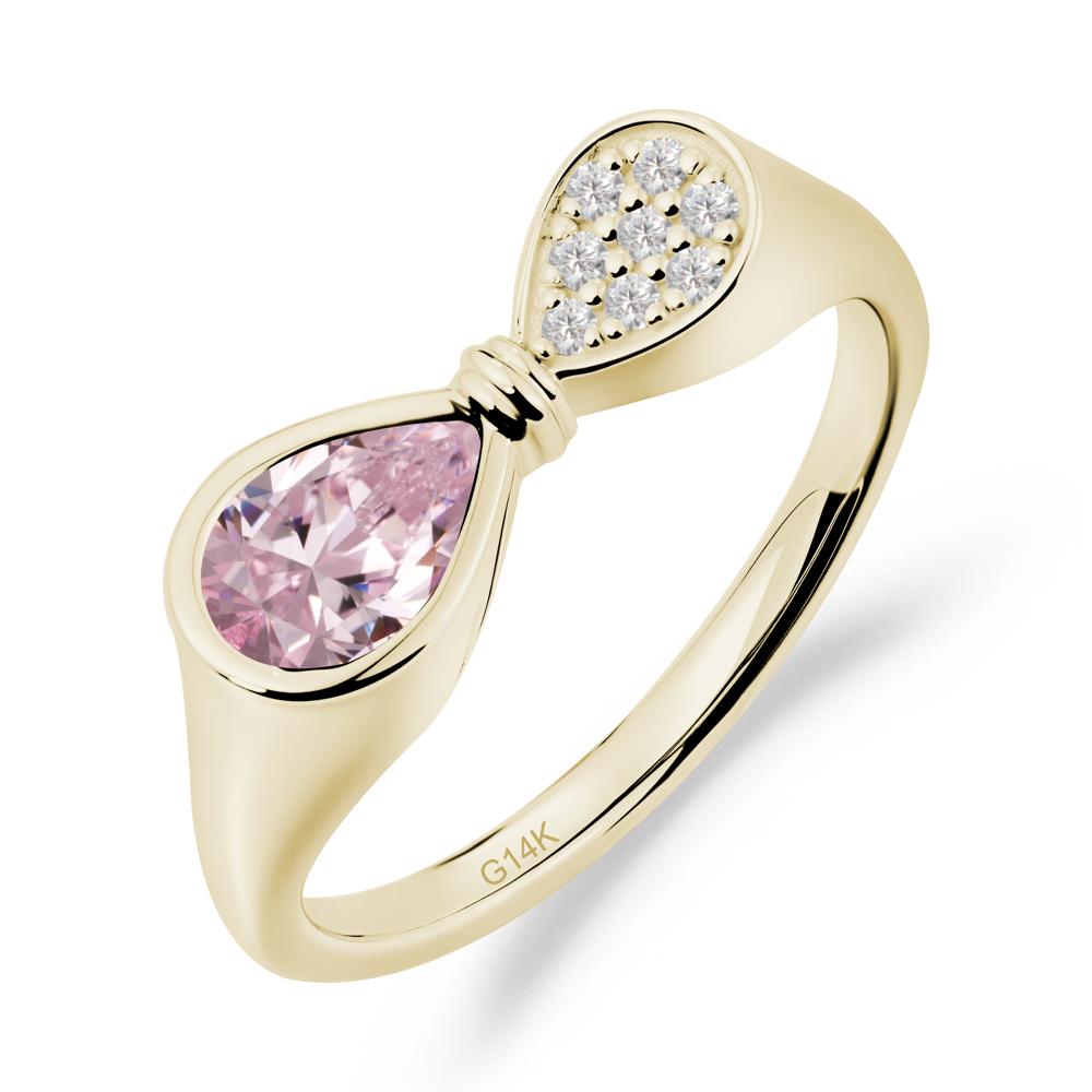 Teardrop Pink Cubic Zirconia Infinity Knot Ring - LUO Jewelry #metal_14k yellow gold