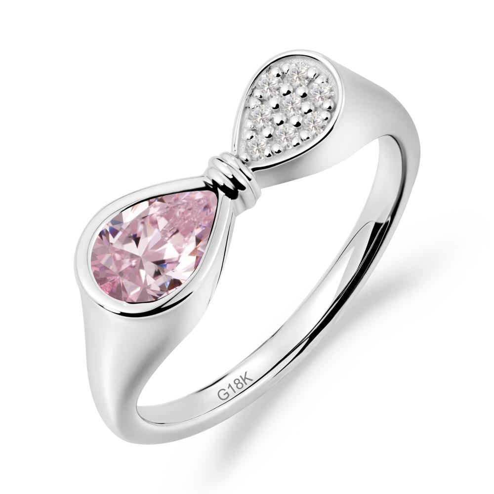 Teardrop Pink Cubic Zirconia Infinity Knot Ring - LUO Jewelry #metal_18k white gold