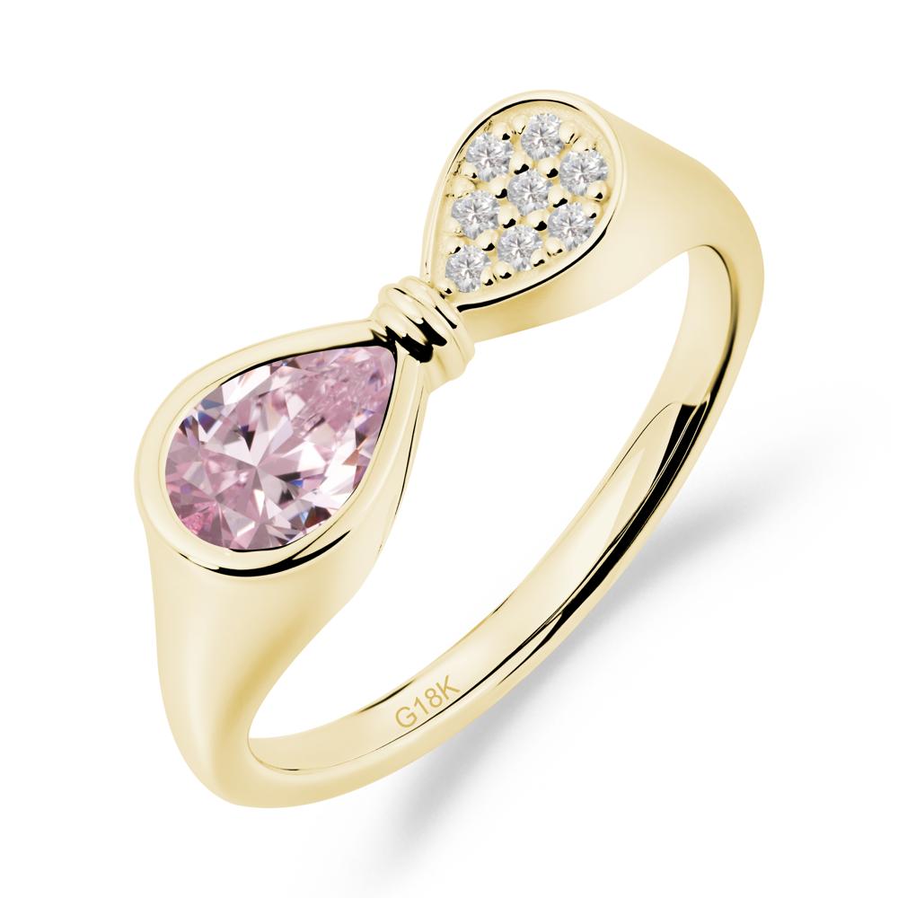 Teardrop Pink Cubic Zirconia Infinity Knot Ring - LUO Jewelry #metal_18k yellow gold