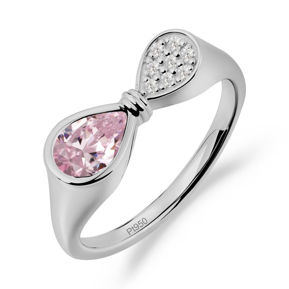Teardrop Pink Cubic Zirconia Infinity Knot Ring - LUO Jewelry #metal_platinum